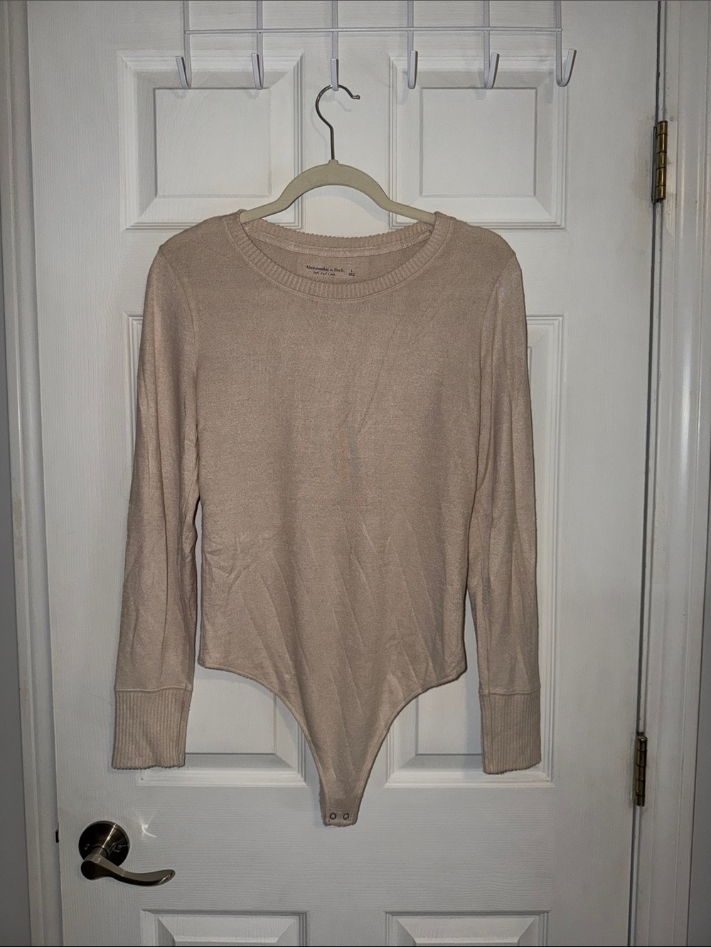 Abercrombie & Fitch Beige Long-Sleeve Crewneck Bodysuit